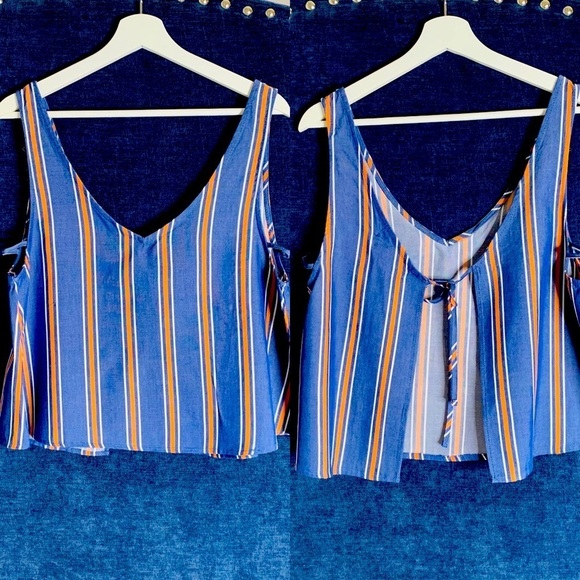 Salt Water Luxe Indigo Stripped Summer Women Top Size Small - Picture 2 of 15